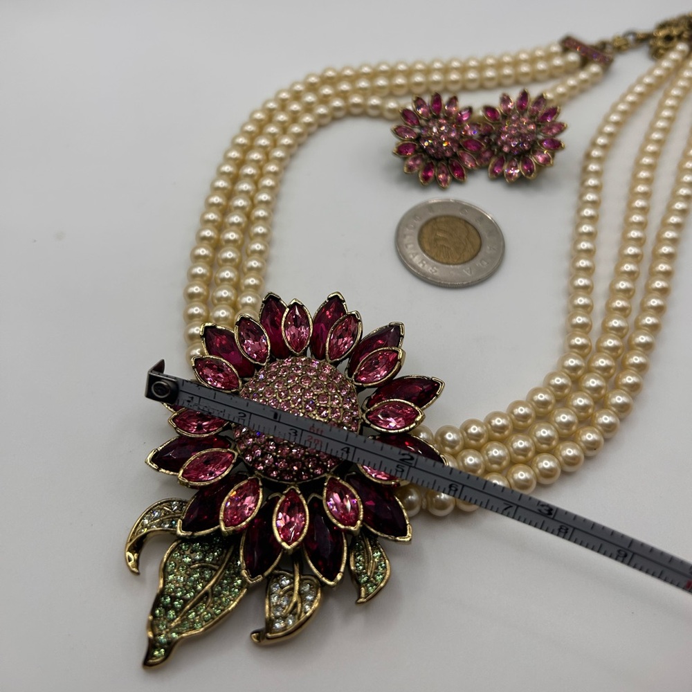 Heidi Daus Divine Miss Daisy swarovski crystal faux pearl necklace and earrings - Picture 12 of 12